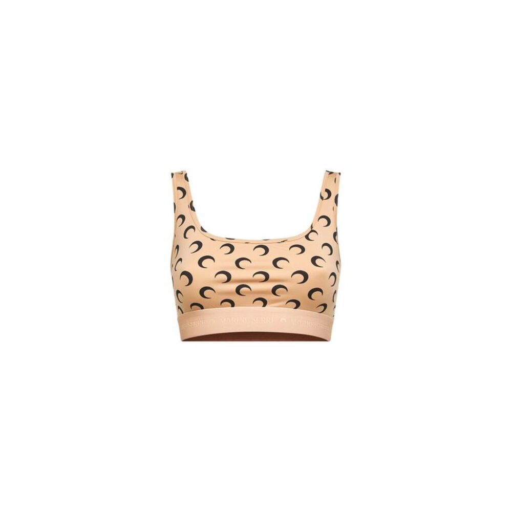 Marine Serre Women Beige Printed Jersey Moon Sports Bra